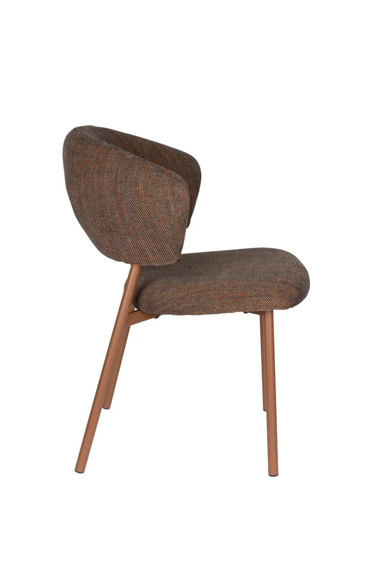 Chaise en tissu et acier marron Nalia - The Cool Republic