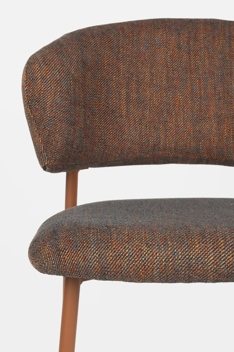 Chaise en tissu et acier marron Nalia - The Cool Republic