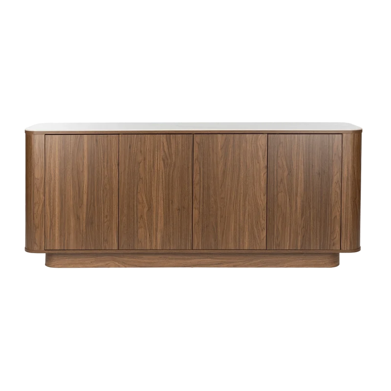 Buffet haut en bois de noyer 180x40x75cm Oréa - The Cool Republic