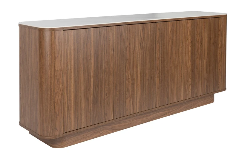 Buffet haut en bois de noyer 180x40x75cm Oréa - The Cool Republic