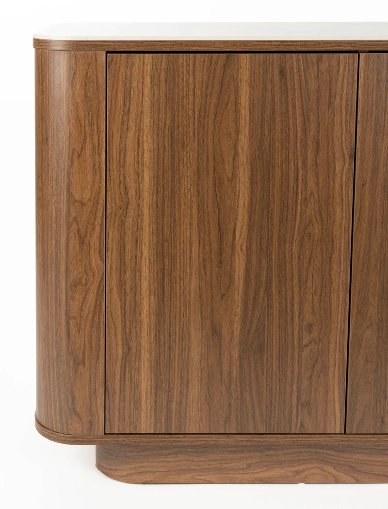 Buffet haut en bois de noyer 180x40x75cm Oréa - The Cool Republic