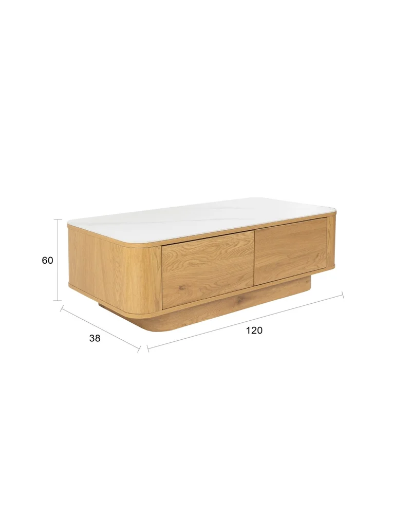 Table basse rectangulaire en bois de chêne 120x60x38cm Oréa - The Cool Republic