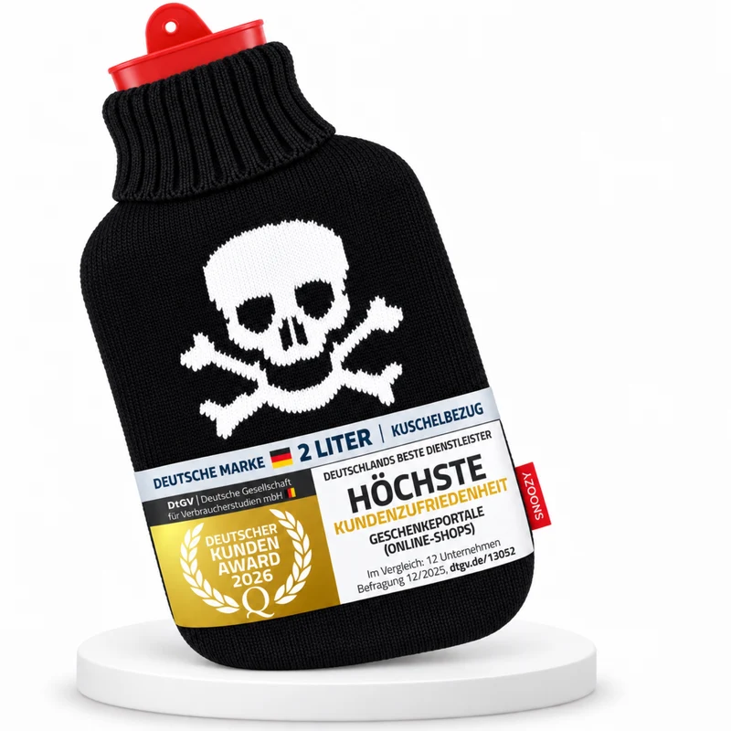 Snoozy® 2L Wärmflasche mit Pirat-Bezug - Kuschelig & Langlebig