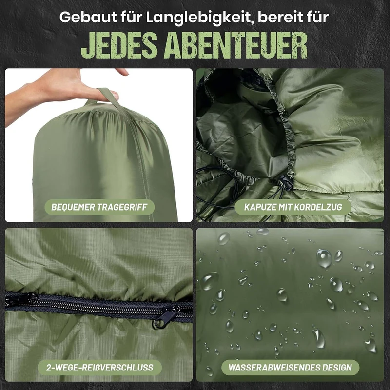 Mumienschlafsack bis -13°C - Kompakter Outdoor-Schlafsack für Camping