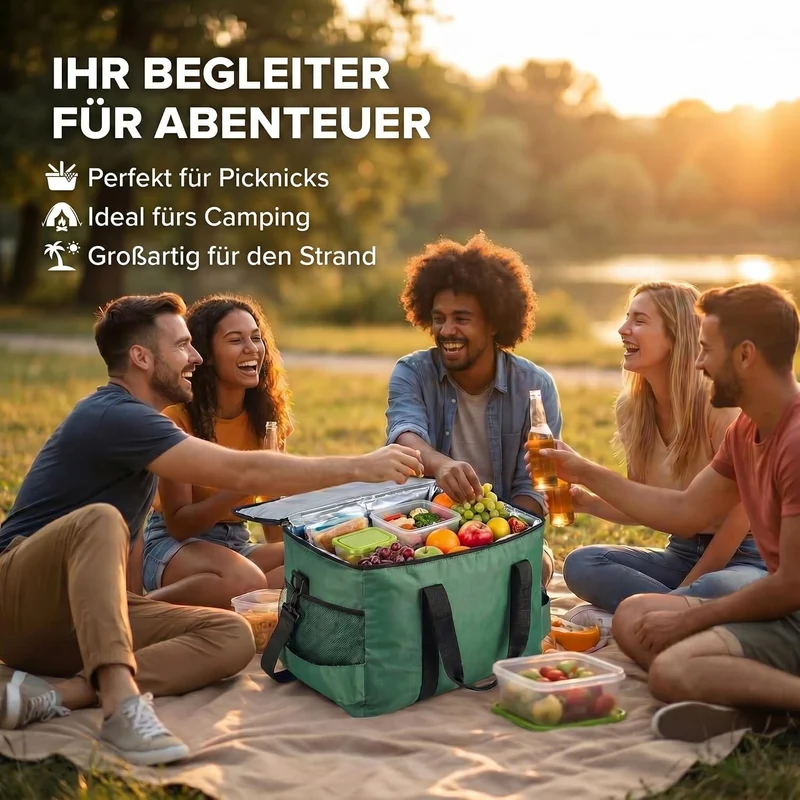 XXL Kühltasche 45L - Isolierte Thermotasche für Picknick & Camping