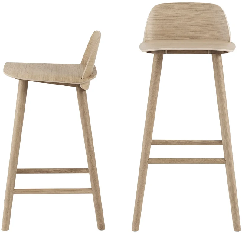 Chaise de bar 75 cm en chêne naturel Visu - Muuto