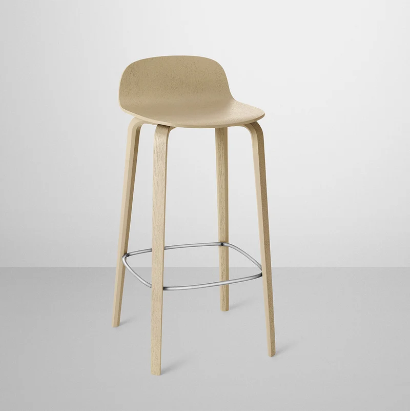 Chaise de bar 75 cm en chêne naturel Visu - Muuto