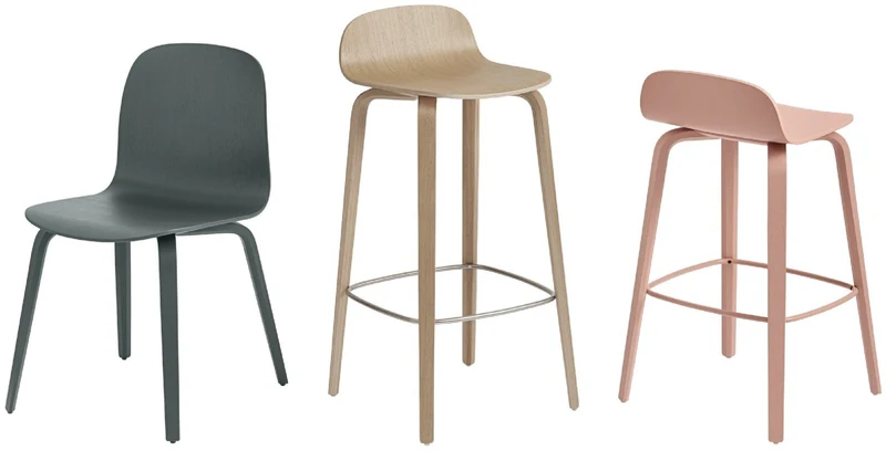 Chaise de bar en bois dark green 65 cm Visu - Muuto