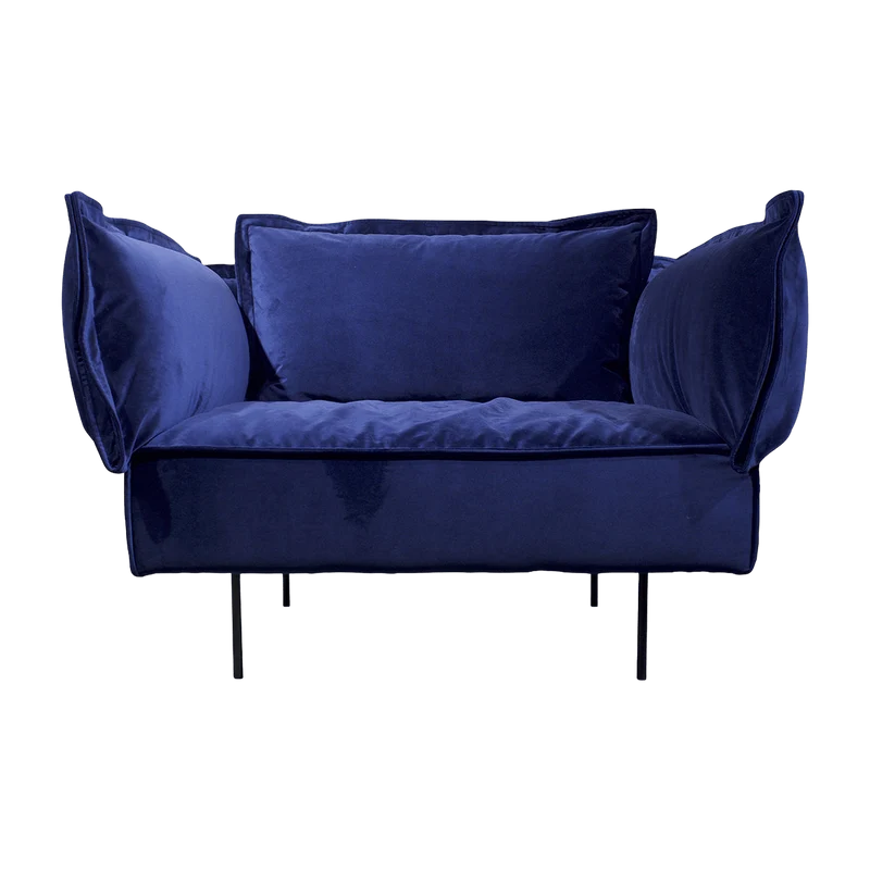 Fauteuil lounge bleu Velvet - HANDVÄRK