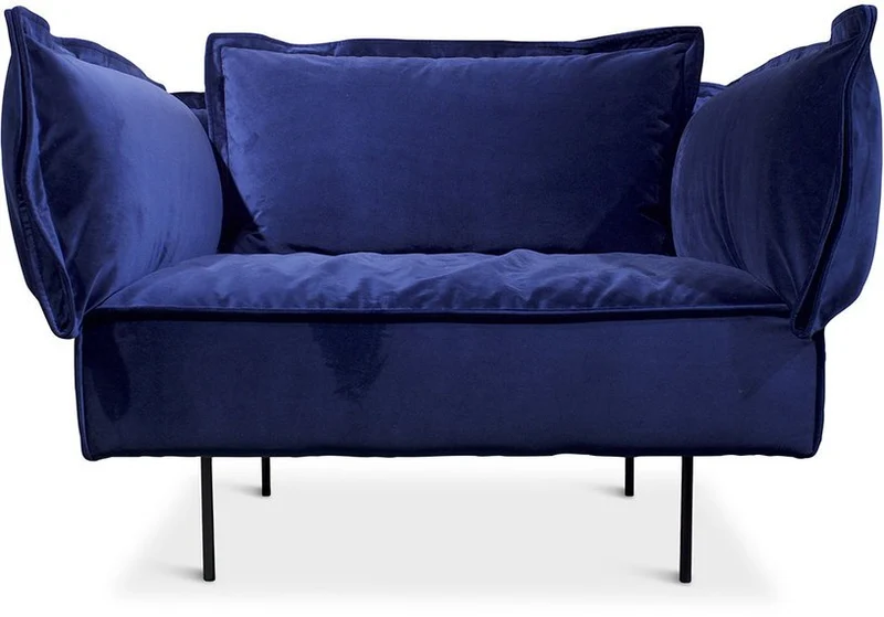 Fauteuil lounge bleu Velvet - HANDVÄRK