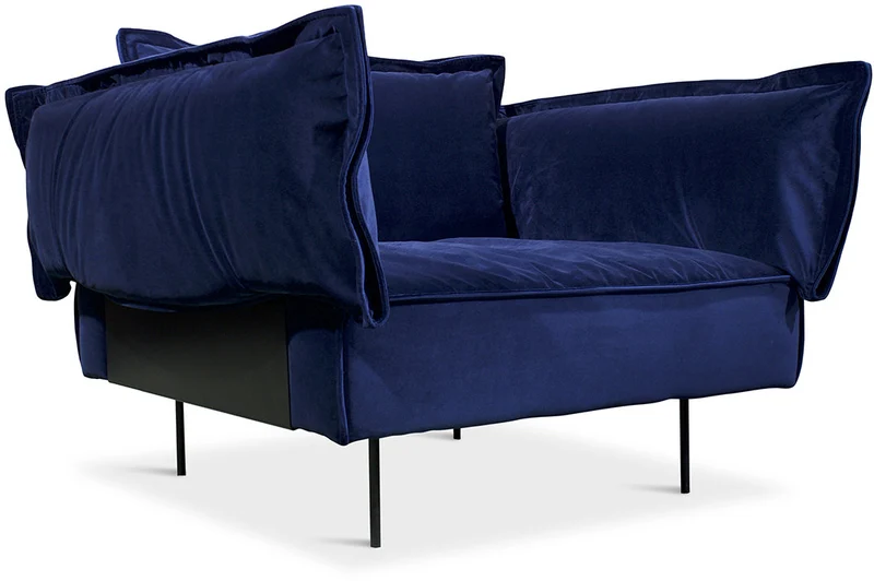 Fauteuil lounge bleu Velvet - HANDVÄRK