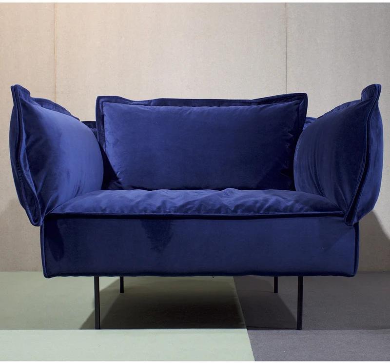 Fauteuil lounge bleu Velvet - HANDVÄRK