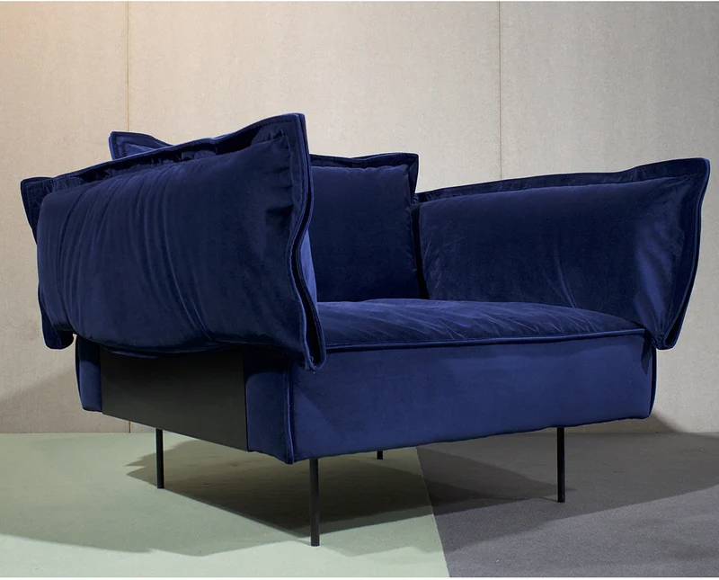 Fauteuil lounge bleu Velvet - HANDVÄRK