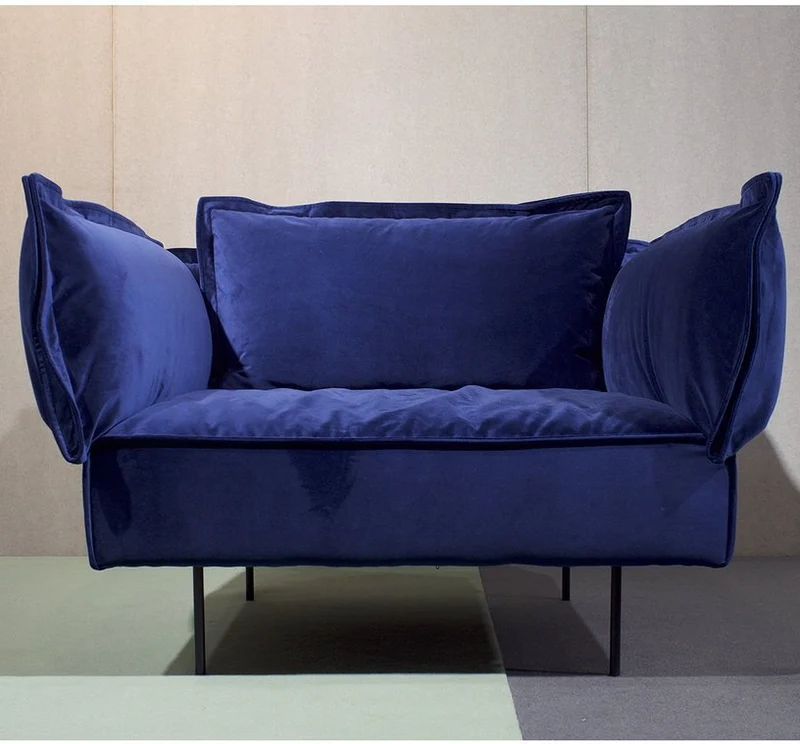 Fauteuil lounge bleu Velvet - HANDVÄRK