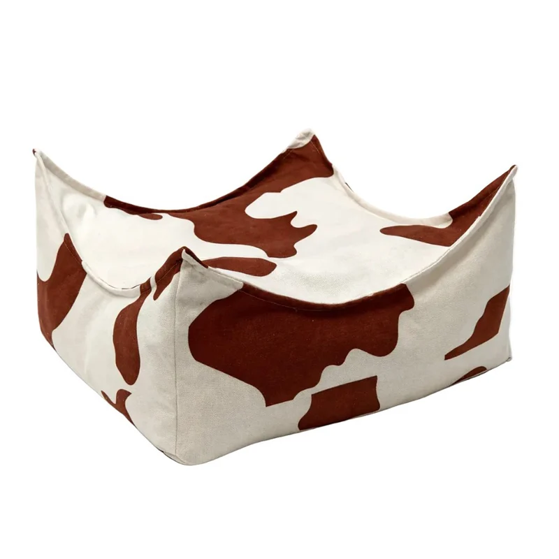 Pouf Sitzsack quadratisch im Kuhdesign, 60 x 60 x 35 cm