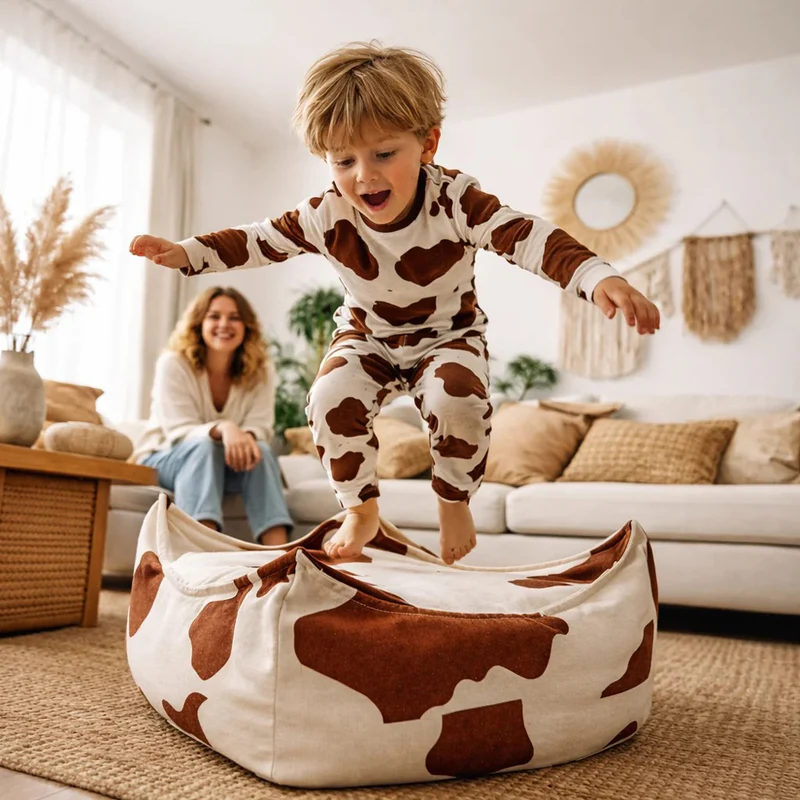 Pouf Sitzsack quadratisch im Kuhdesign, 60 x 60 x 35 cm