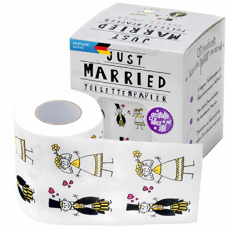 Just Married Toilettenpapier - Lustiges Hochzeitsgeschenk