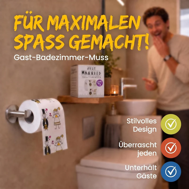 Just Married Toilettenpapier - Lustiges Hochzeitsgeschenk