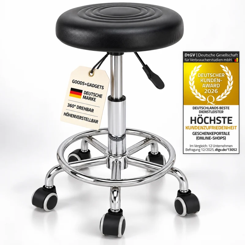 Ergonomischer Rollhocker - Drehbarer Arbeitshocker für Büro & Praxis