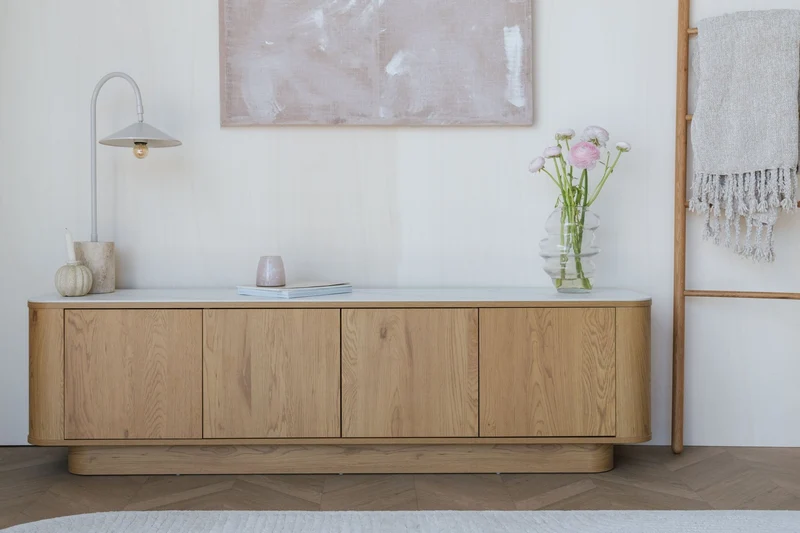 Buffet en bois de chêne 180x40x50cm Oréa - The Cool Republic