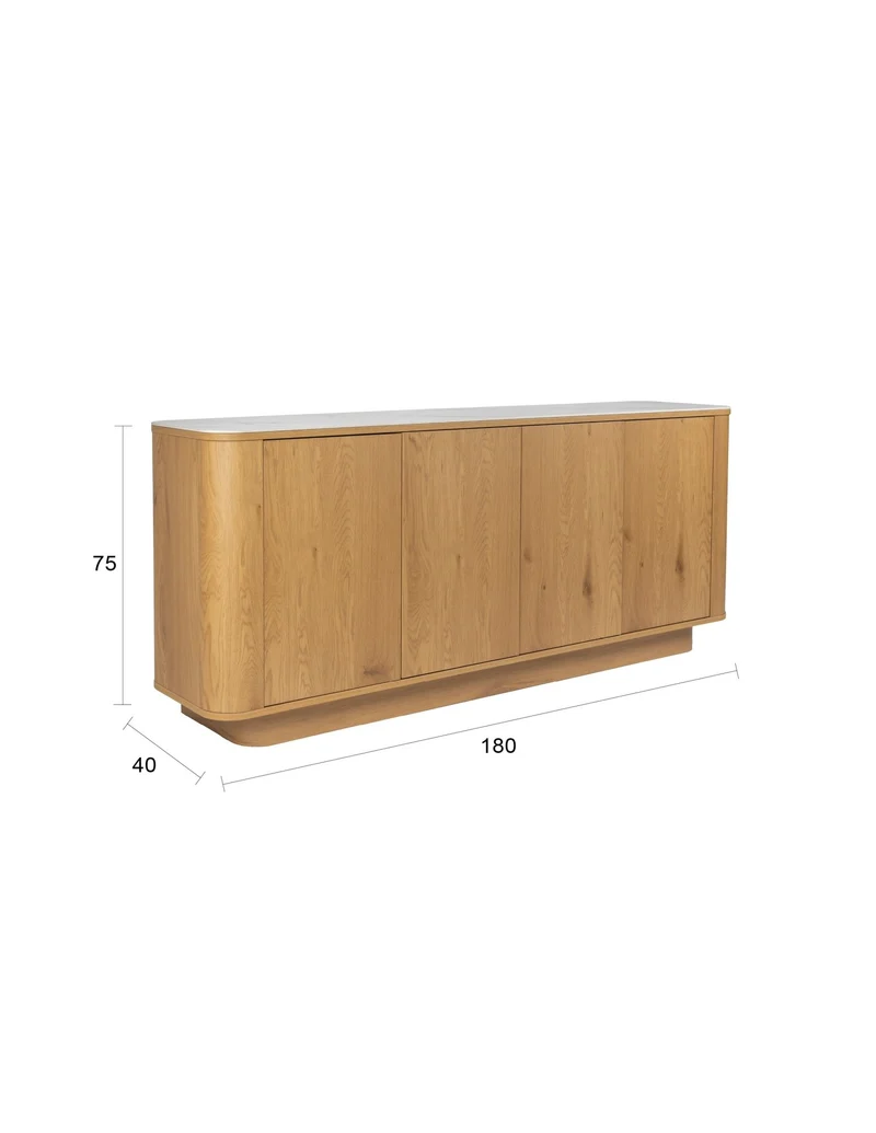 Buffet haut en bois de chêne 180x40x75cm Oréa - The Cool Republic