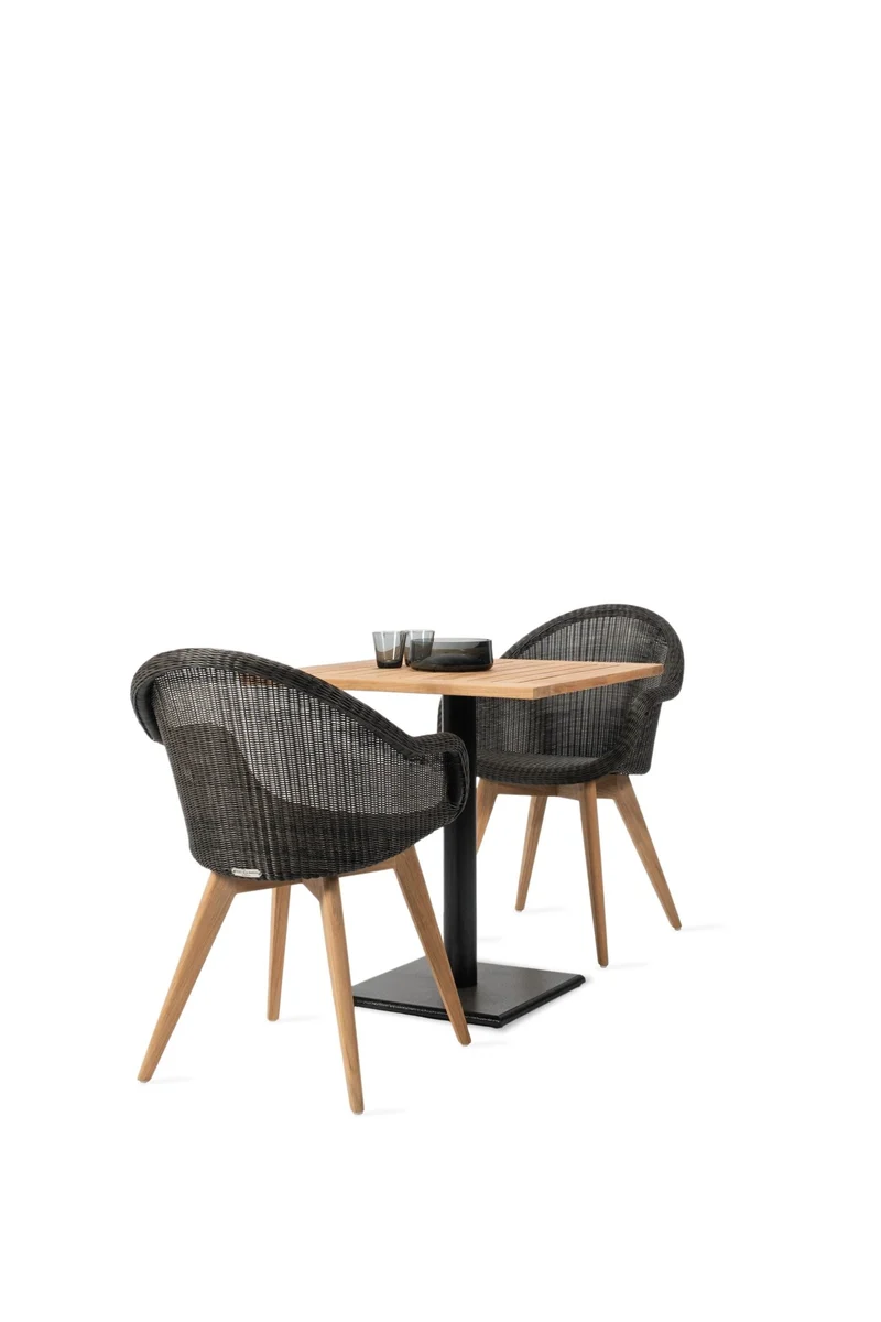 Table de bar carrée en acier noir et plateau en teck 80x45x75cm Quadro - Vincent Sheppard