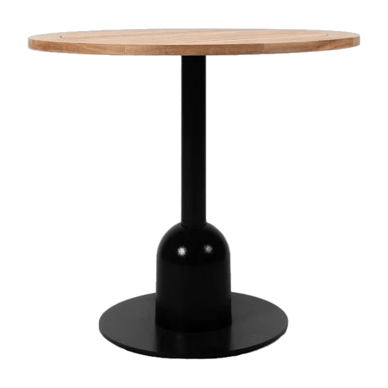 Table de bar ronde en acier noir et plateau en teck 80x45x75cm Spera - Vincent Sheppard