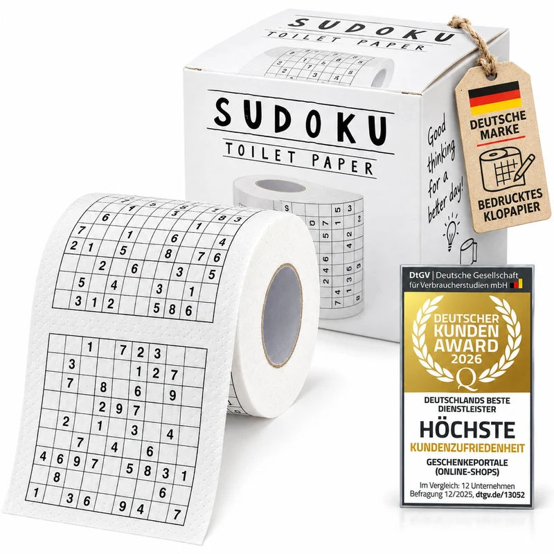 Sudoku-Klopapier - Witziges Rätsel-Toilettenpapier als Geschenkidee