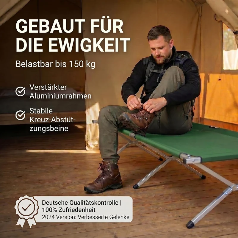 Faltbares Army Feldbett aus Aluminium - Stabiles Campingbett