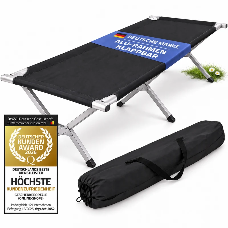 Faltbares Army Feldbett aus Aluminium - Stabiles Campingbett