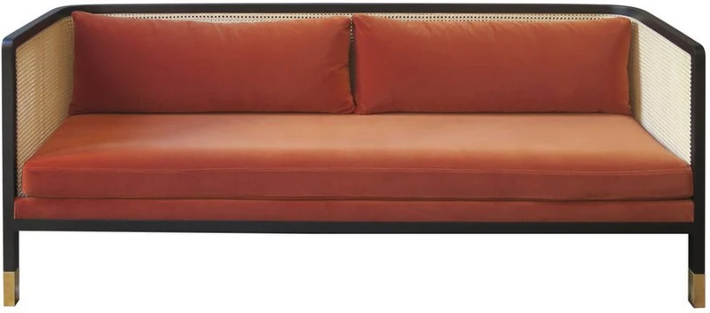 Canapé 3 places en velours rouge orangé Cannage - RED Edition