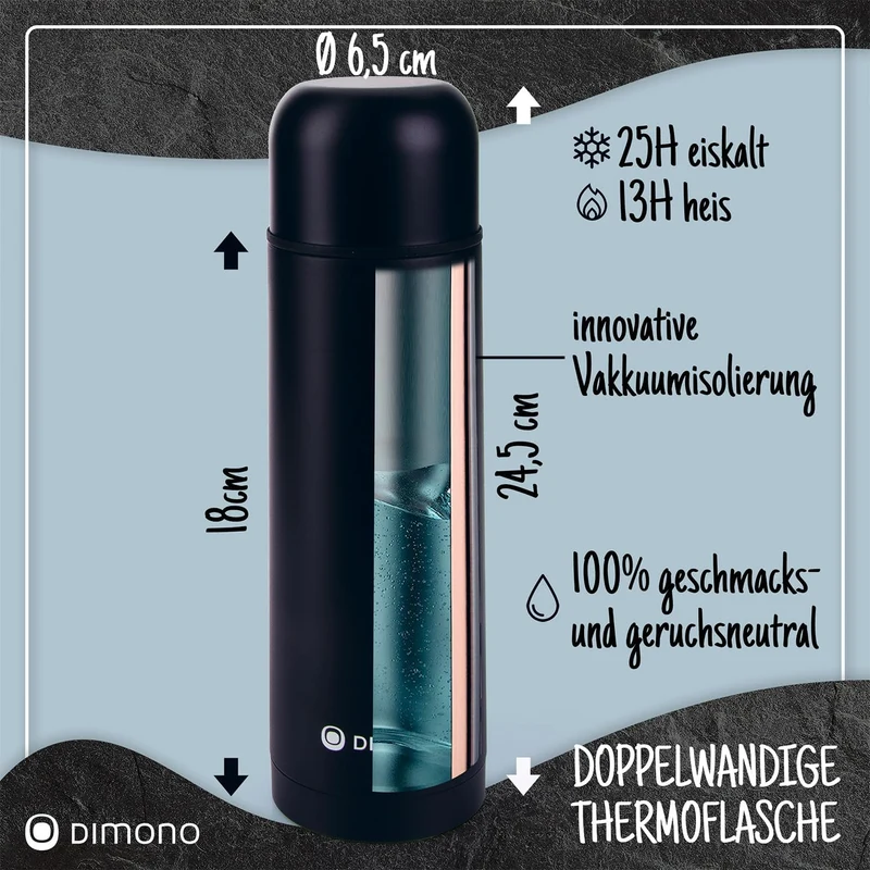 Edelstahl Thermoskanne 1L - Auslaufsichere Isolierflasche 12h heiß