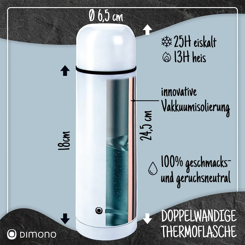Edelstahl Thermoskanne 1L - Auslaufsichere Isolierflasche 12h heiß
