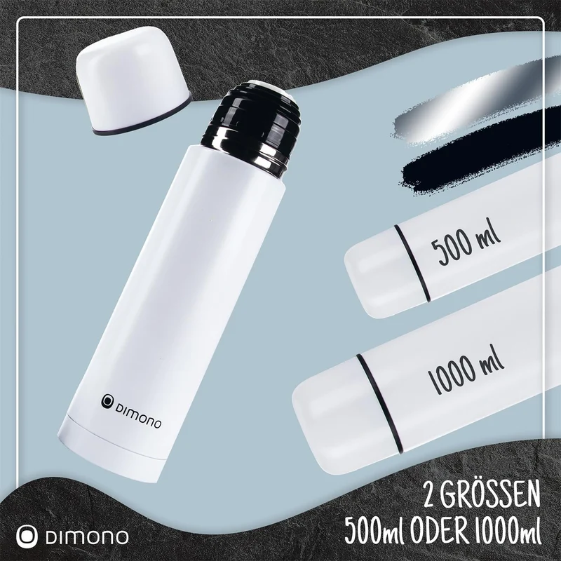 Edelstahl Thermoskanne 1L - Auslaufsichere Isolierflasche 12h heiß