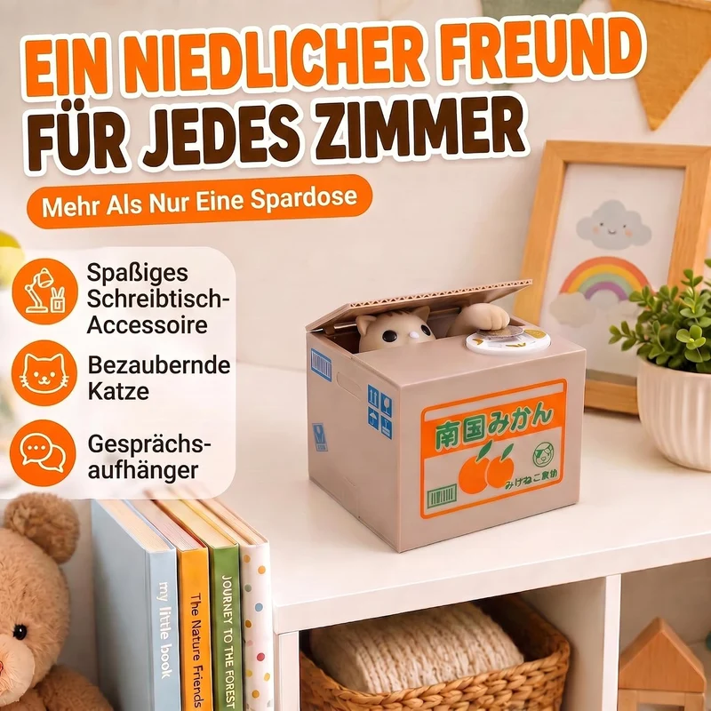 Pfötchen-Spardose: Interaktive Katzen-Sparbüchse für Münzen