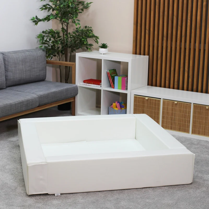 Bällebad quadratisch 130 x 130 cm Kunstleder, Weiß