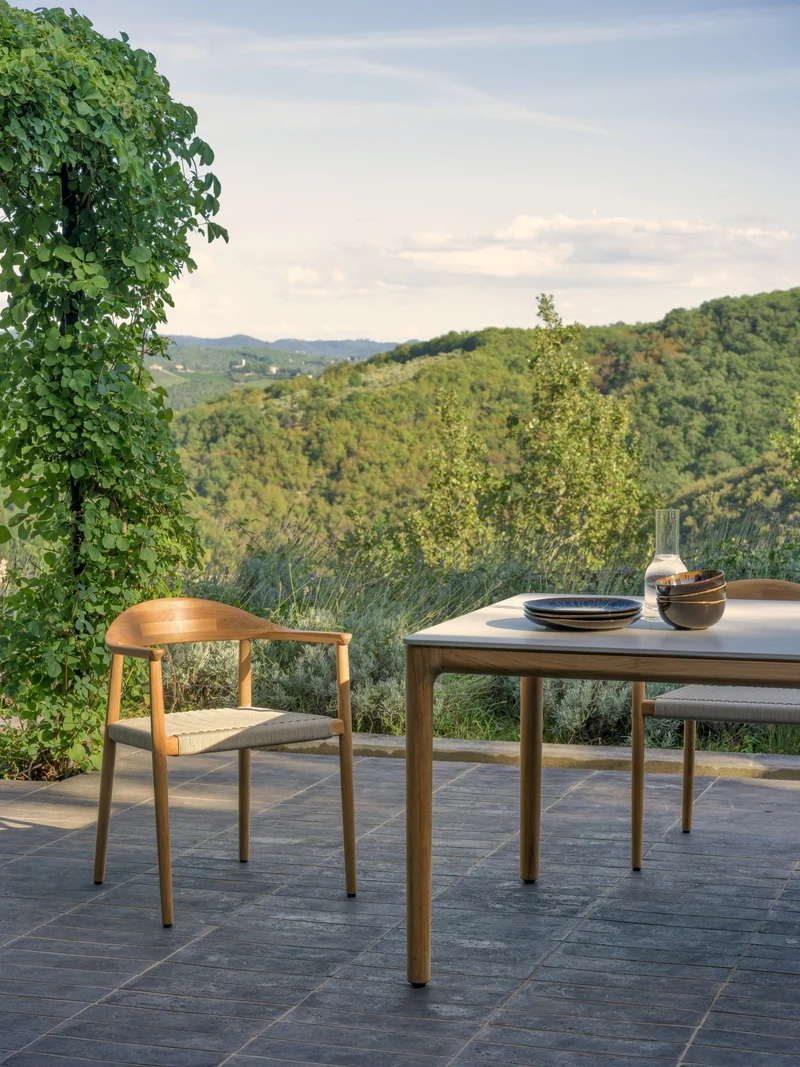 Chaise d'extérieur en en teck massif et corde 55x57x74cm Fika - Vincent Sheppard