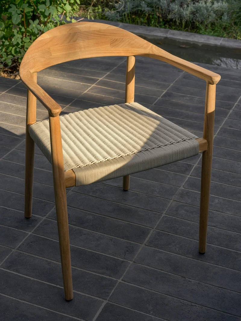 Chaise d'extérieur en en teck massif et corde 55x57x74cm Fika - Vincent Sheppard