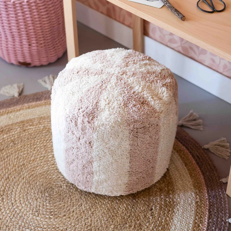 Pouf Zirkus, getufteter Hocker im Streifendesign, 45 cm