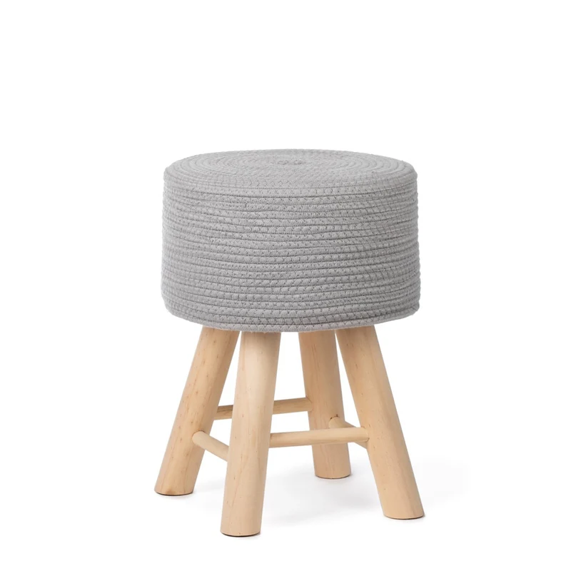 Hocker Iggy mit Holzgestell und gepolsterter Sitzfläche