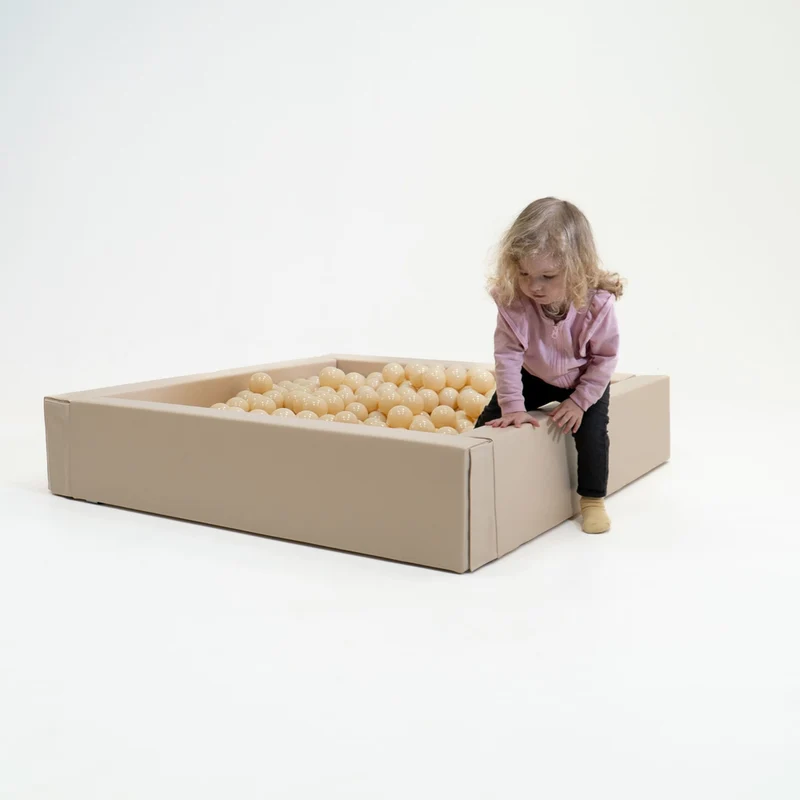 Bällebad quadratisch 120 x 120 cm Kunstleder, Beige