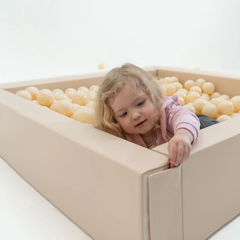 Bällebad quadratisch 120 x 120 cm Kunstleder, Beige