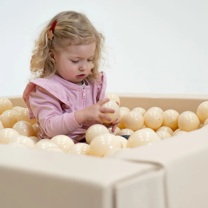 Bällebad quadratisch 120 x 120 cm Kunstleder, Beige