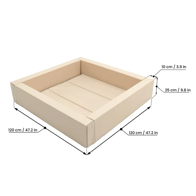 Bällebad quadratisch 120 x 120 cm Kunstleder, Beige