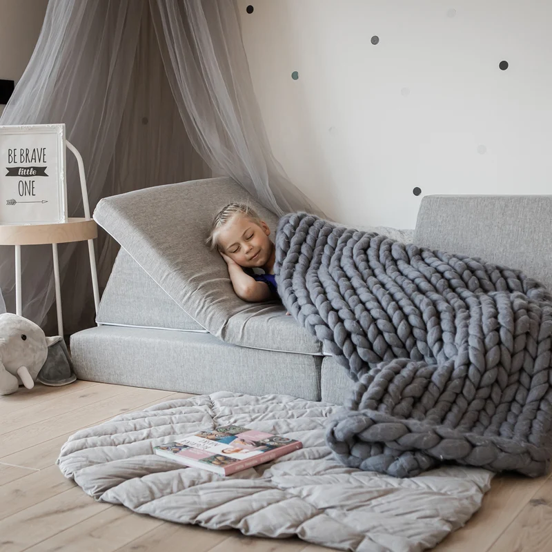 Spielmatratzen-Sofa Set 4-teilig Grau, handgefertigt