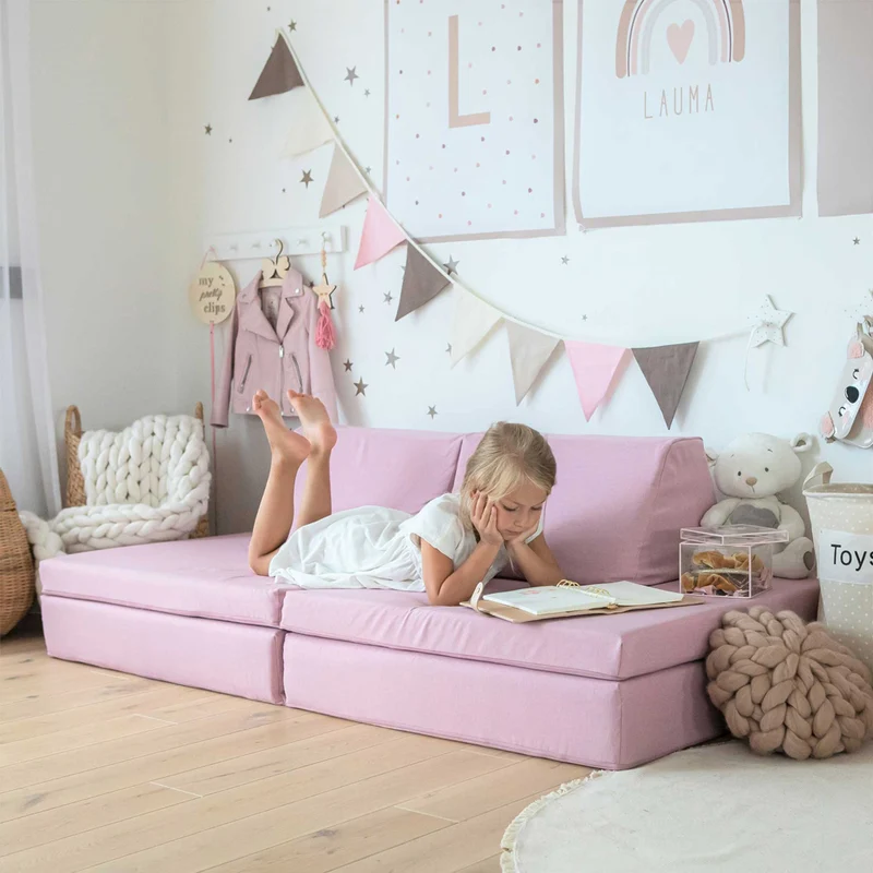 Spielmatratzen-Sofa Set 4-teilig Pink, handgefertigt