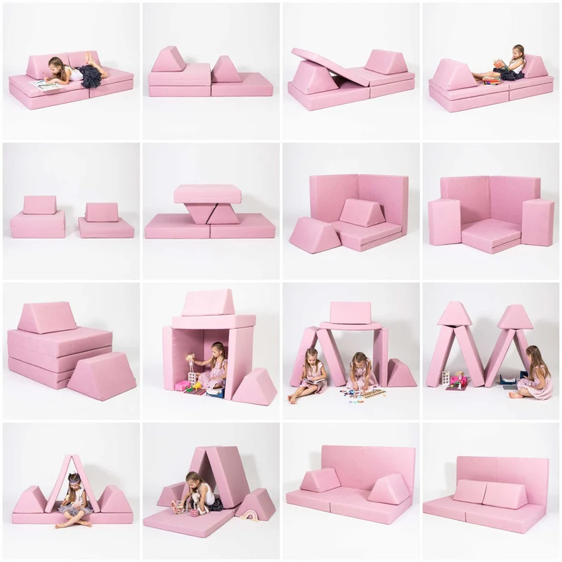 Spielmatratzen-Sofa Set 4-teilig Pink, handgefertigt