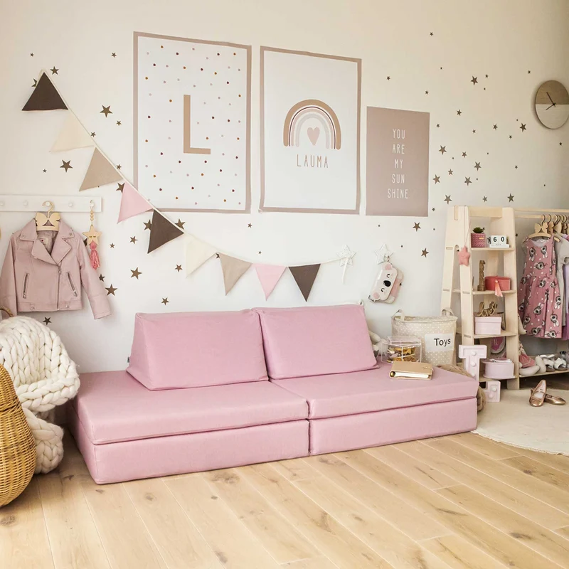 Spielmatratzen-Sofa Set 4-teilig Pink, handgefertigt