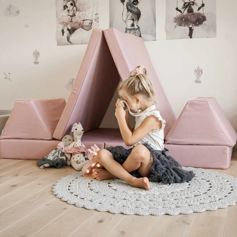 Spielmatratzen-Sofa Set 4-teilig Pink, handgefertigt