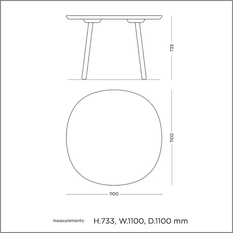 Table en bois naturel 110 cm Naïve - Emko
